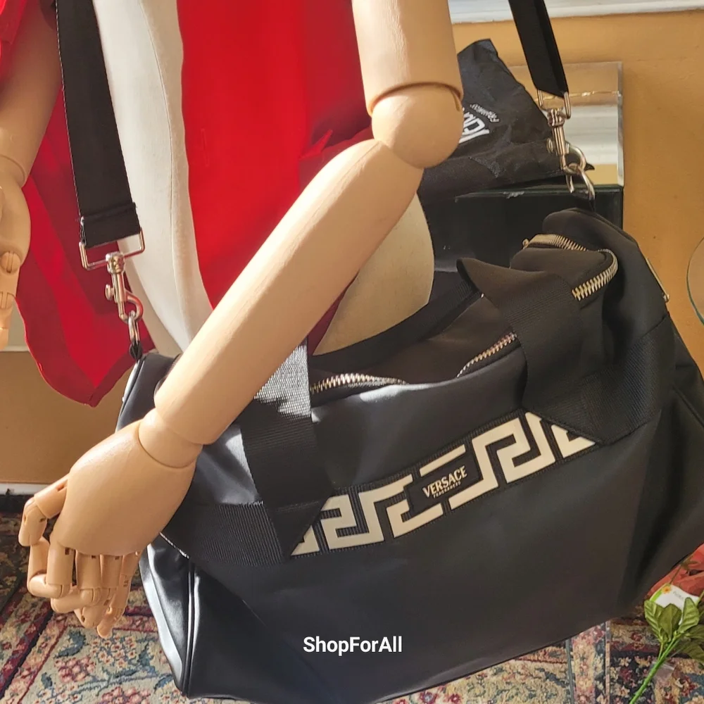 Versace Overnight Weekend Duffle Bag - Color: Black